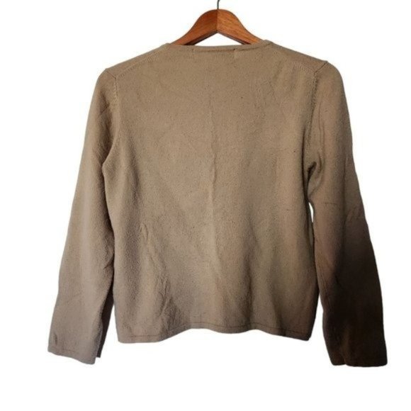 Queen of Scots 100% Cashmere Sweater Women’s M Medium Beige Crewneck Pullover - Picture 7 of 9